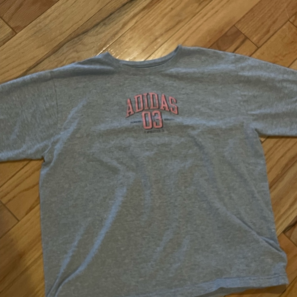 Adidas Heather Gray Tee with Coral Logo